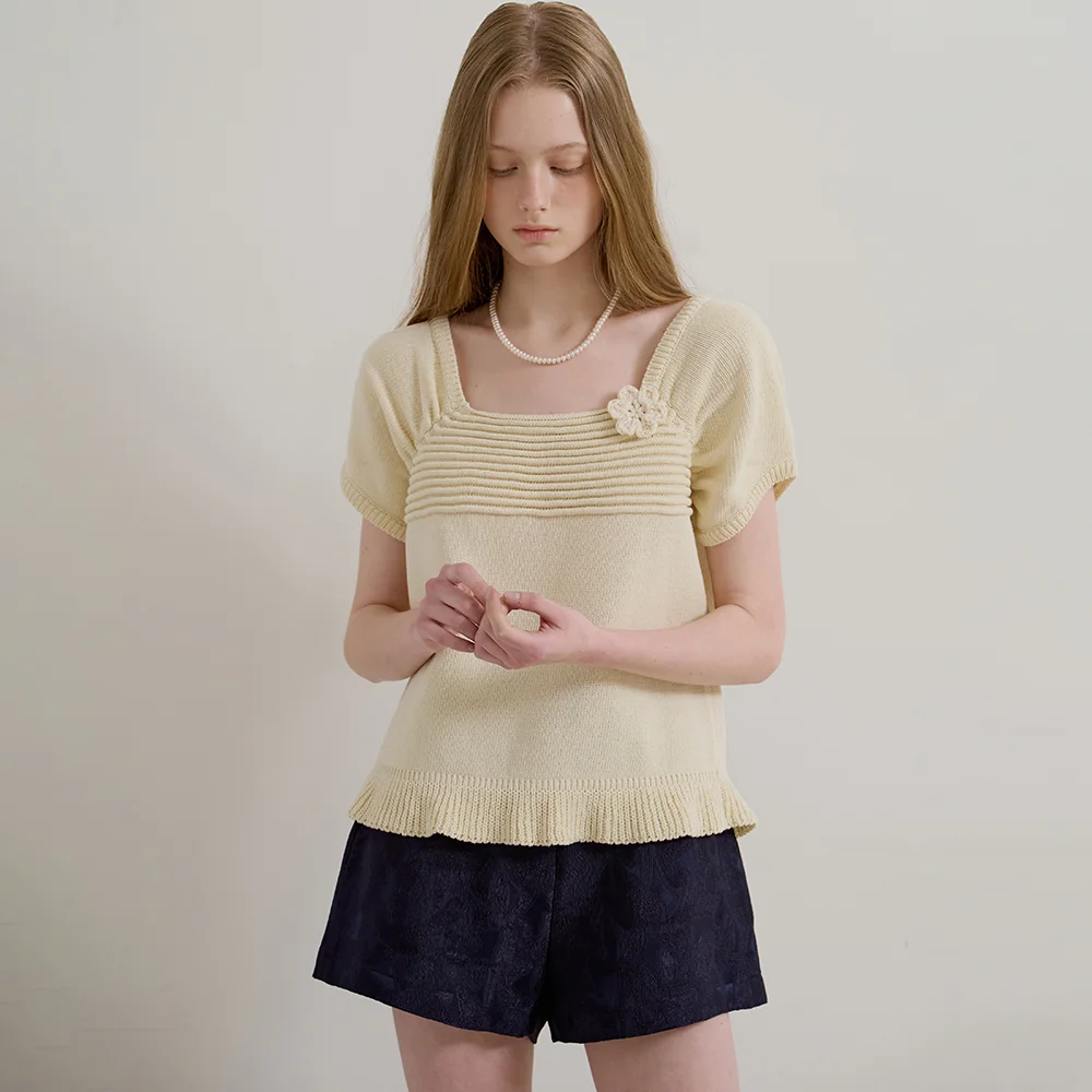 SQUARE FLOWER KNIT - LEMON