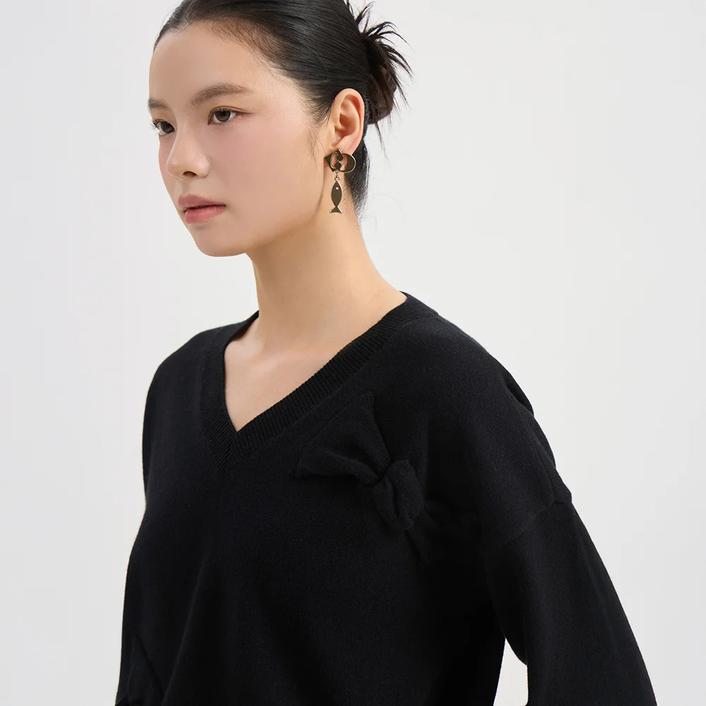 Ambo Ribbon Knit Pullover (black) LFWAW25220BKX