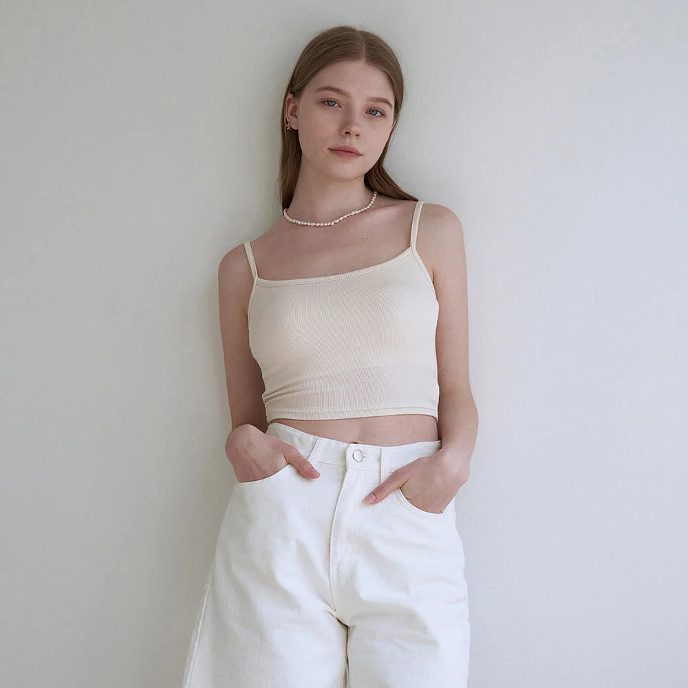 Basic crop bra top - cream
