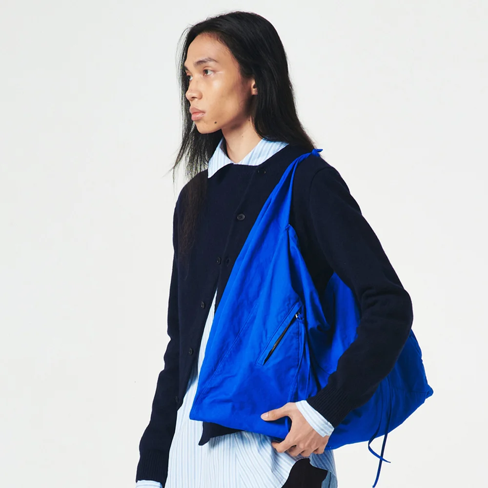 GARMENT DYED 2 WAY STRAP TOTE BAG (LARGE) BLUE