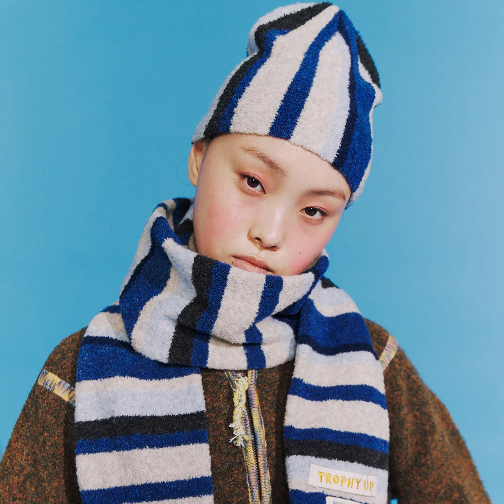 STRIPY BEANIE NAVY