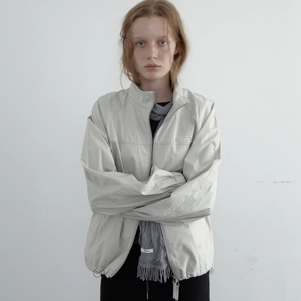 Rush High Neck Wind Jacket (Mist gray)