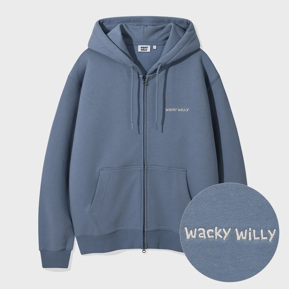 基本款 Wacky 字體 標誌 連帽拉鍊外套 藍色