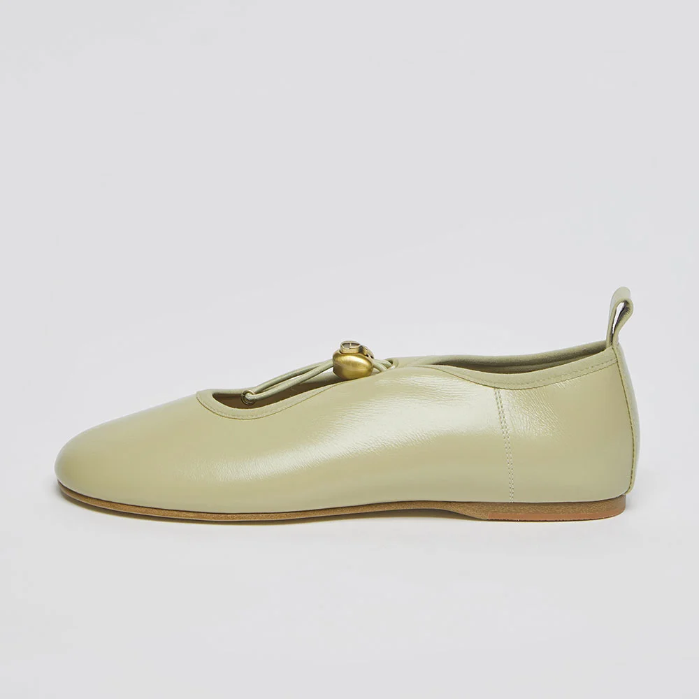 Luv string flat(Glossy olive beige)