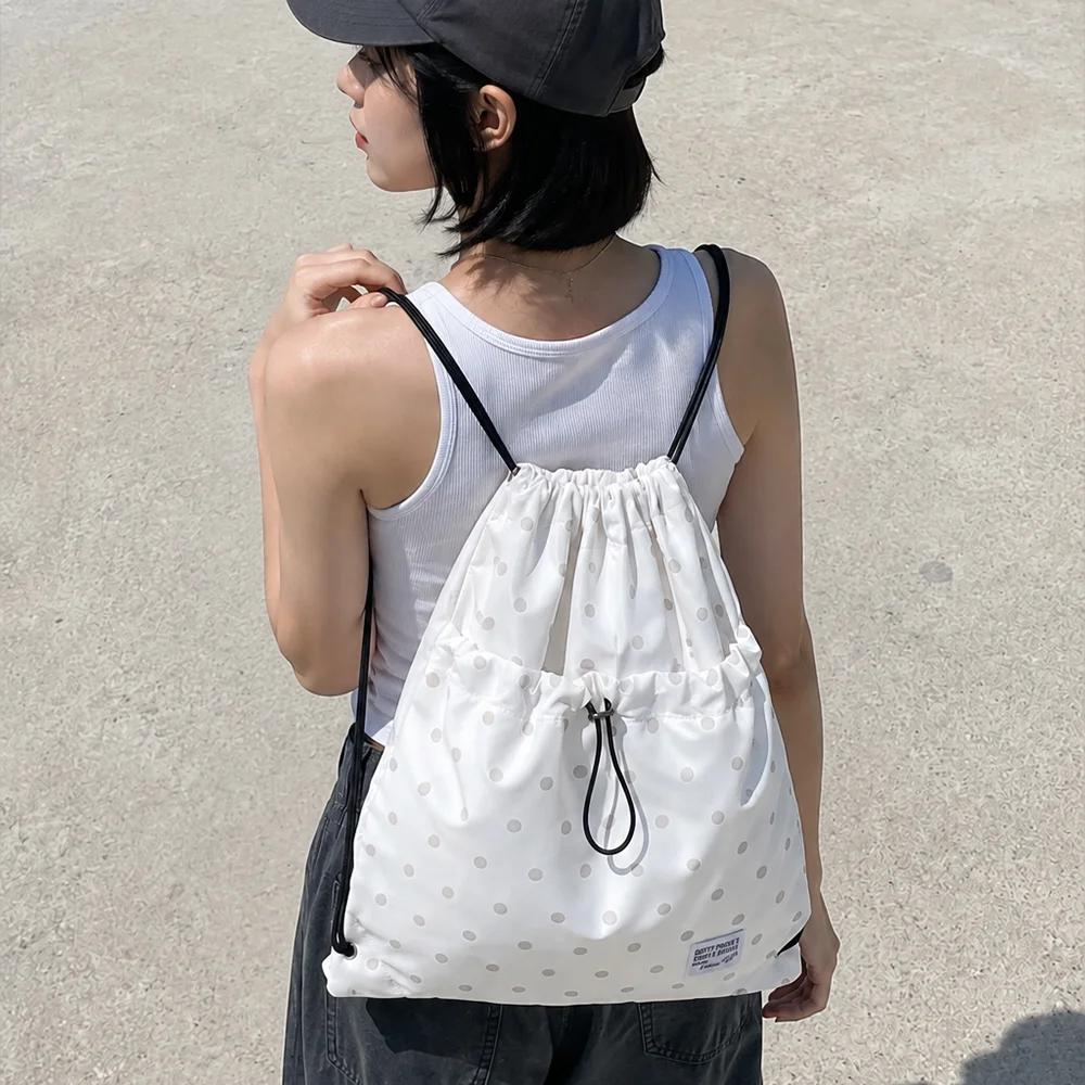 Dotty 口袋 束口袋 抽繩背囊_白色