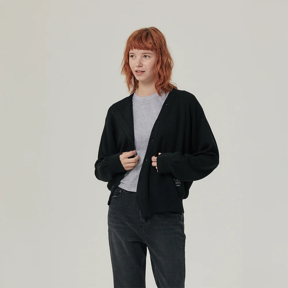 Floa Unbalanced Cardigan Black