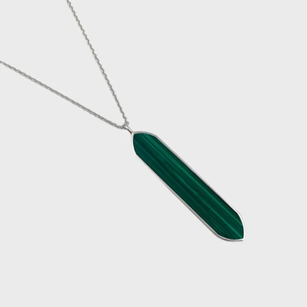 Malachite 天然寶石 六角形 頸鏈 JS-22-002N-MC