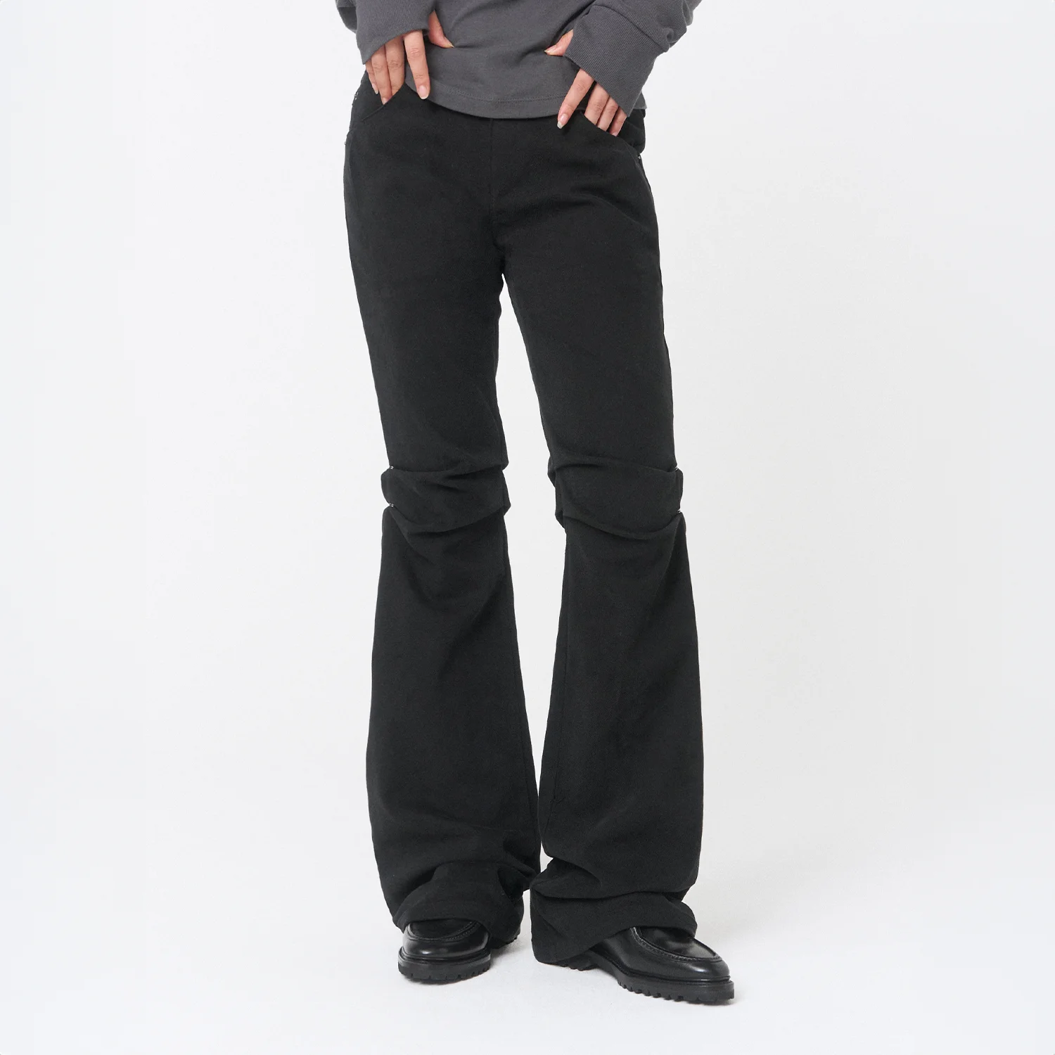 Shifted snap pants BLACK