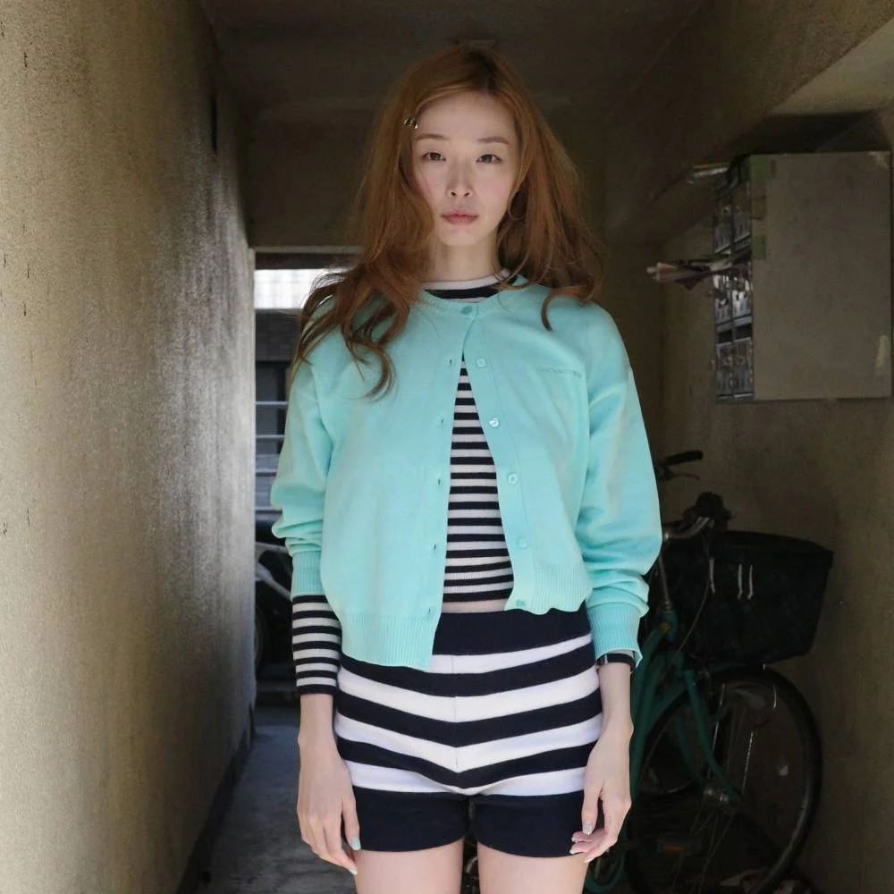 Chouetties by LUCKY CHOUETTE Unbalance Knit Cardigan (mint) LAWCX26200MIX