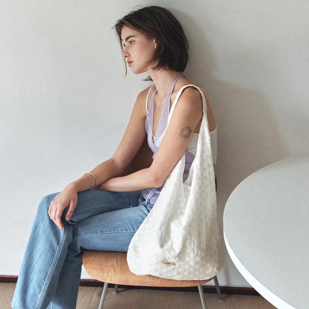 B3024 花園 本白色 蕾絲 Hobo Bag
