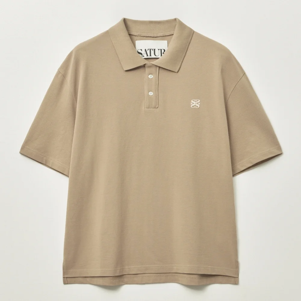 基本款 珠地 Polo 短袖 T恤 米色