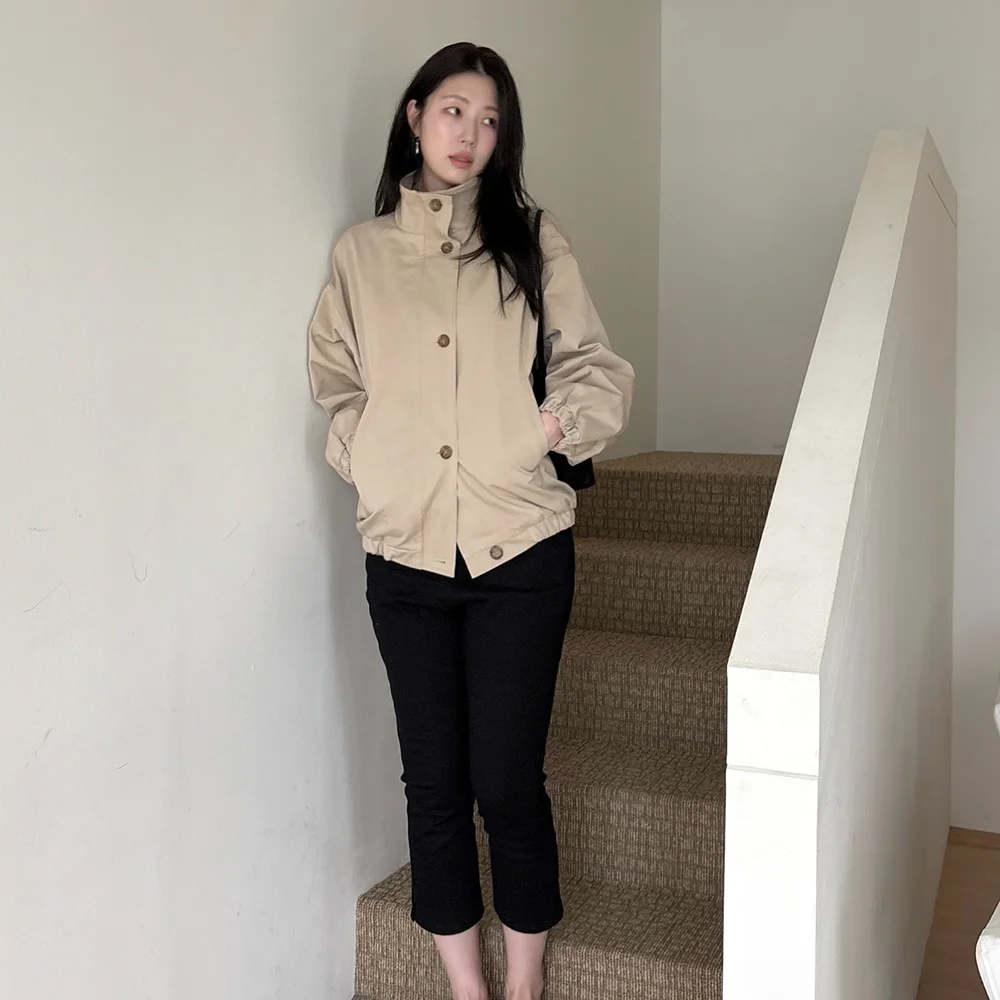 High-neck loose fit jumper _Beige