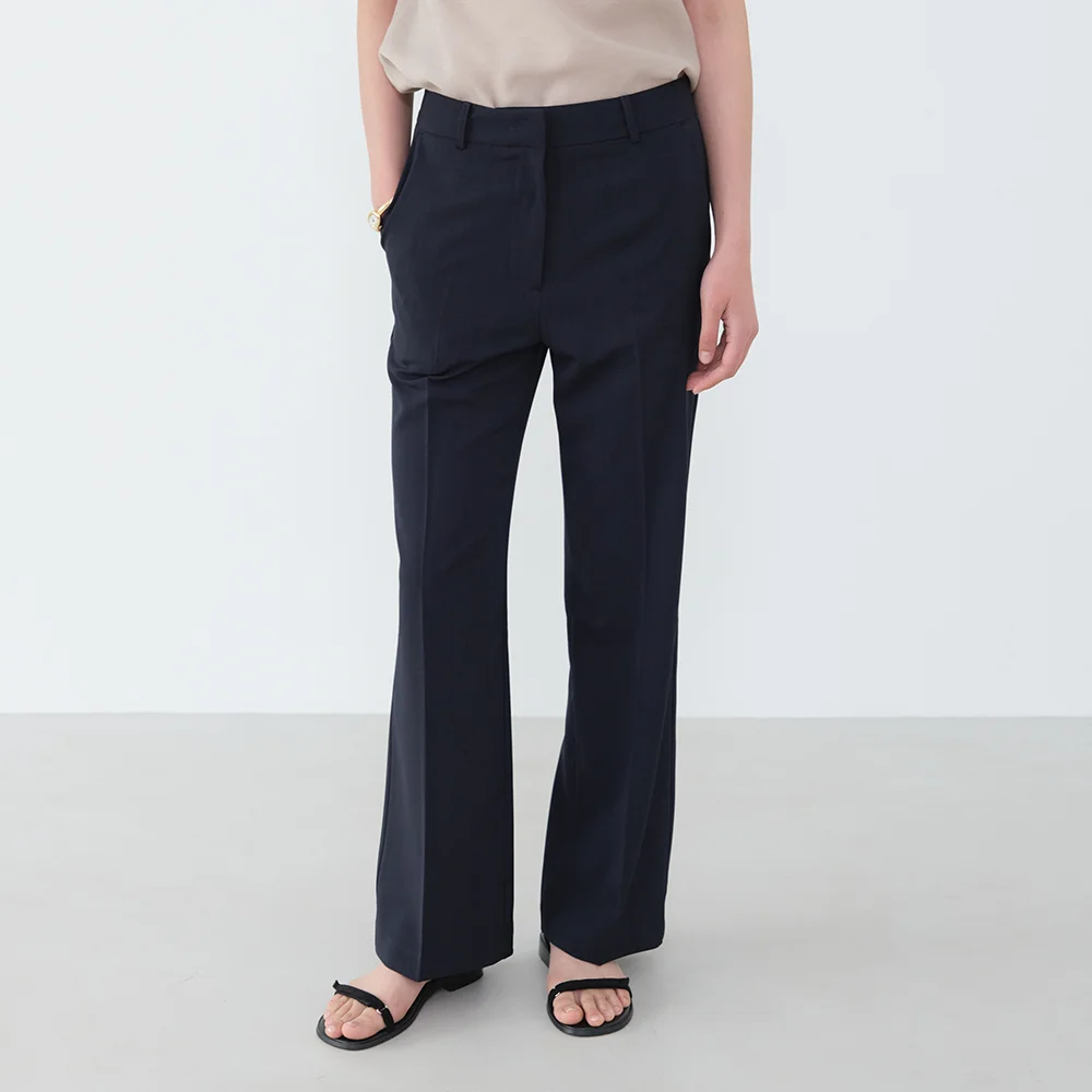 Semi boots cut slacks_navy