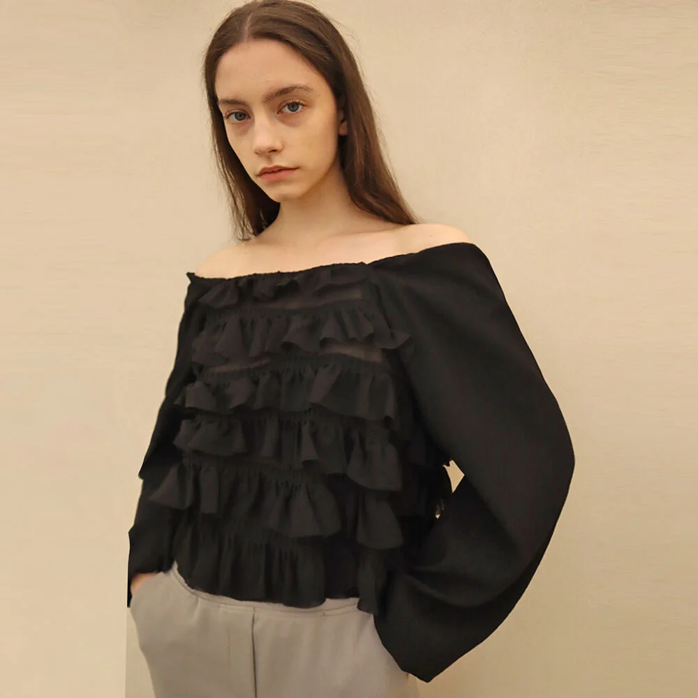 蓬蓬 黑色 露肩_Cancan Black Off shoulder