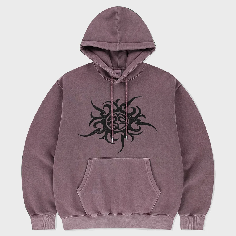 TRIBAL ECLIPSE PIGMENT HOODIE BURGUNDY(MG2EFMM408A)