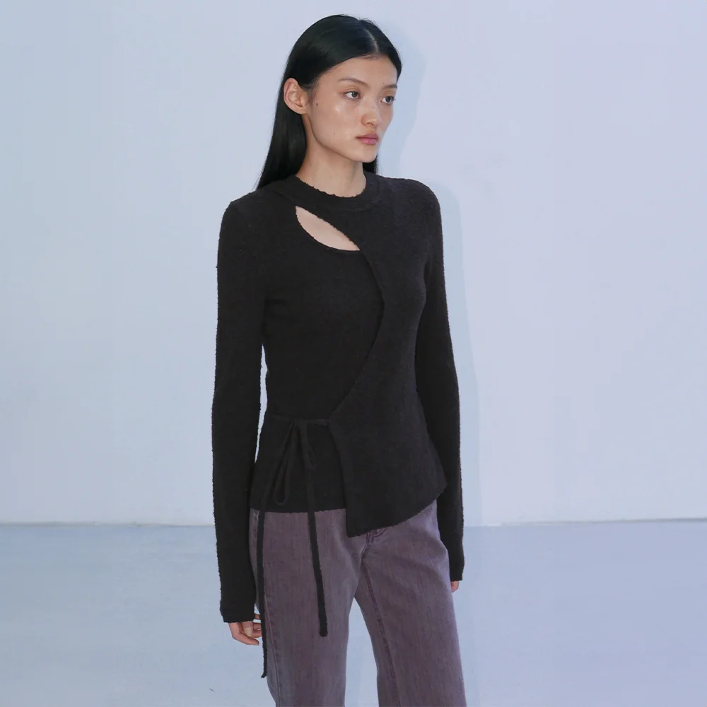 SIDE STRING SOFT KNIT - BROWN