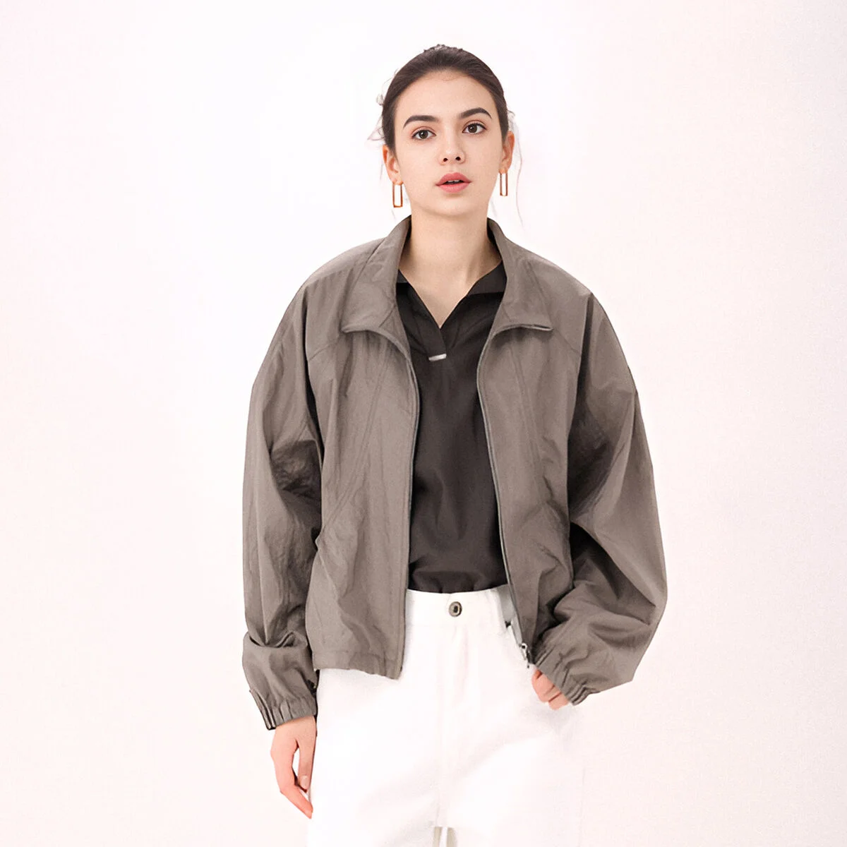 Light Sheer Wind Jumper _Brown