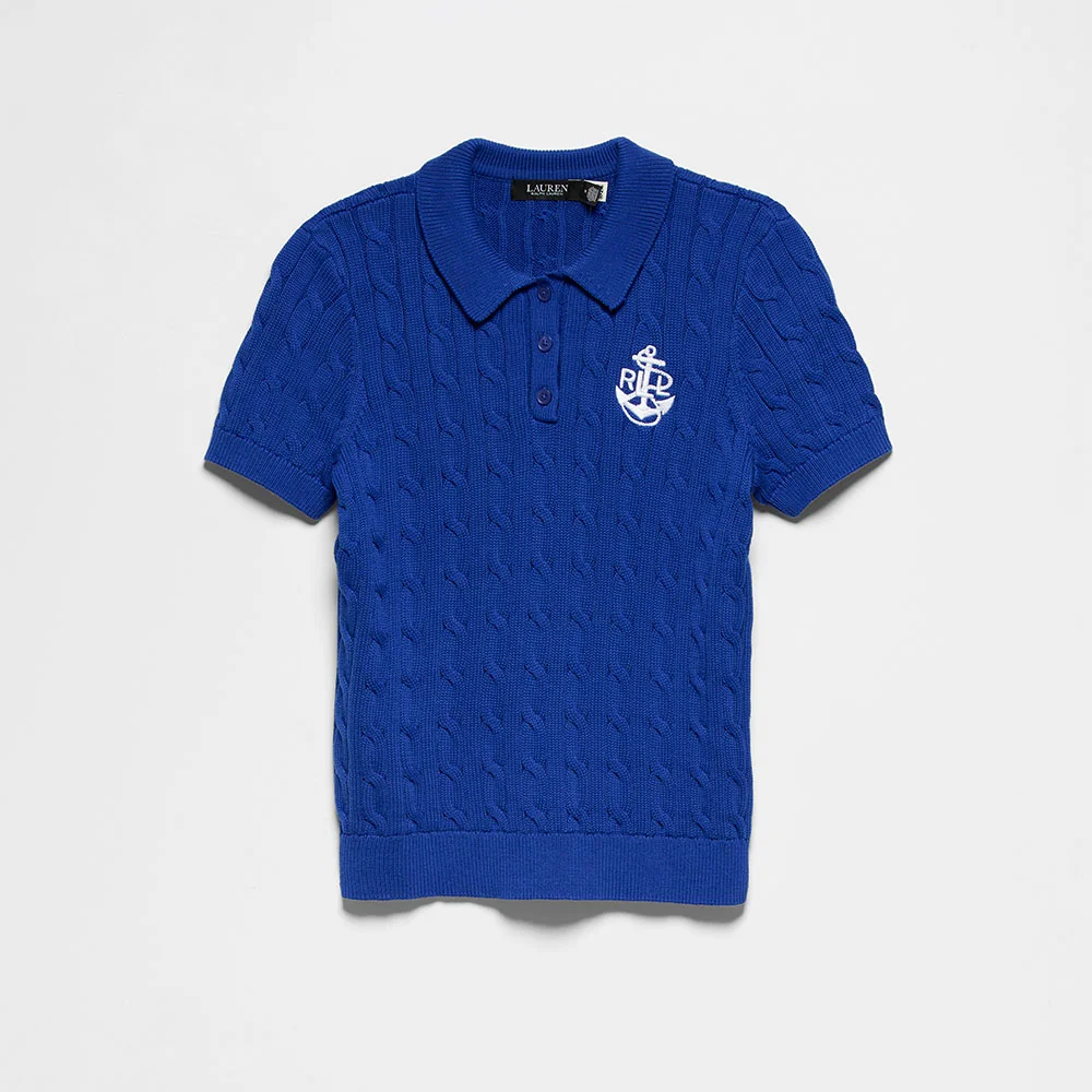 錨 標誌 絞花 針織衫 Polo 毛衣 (BLUE)