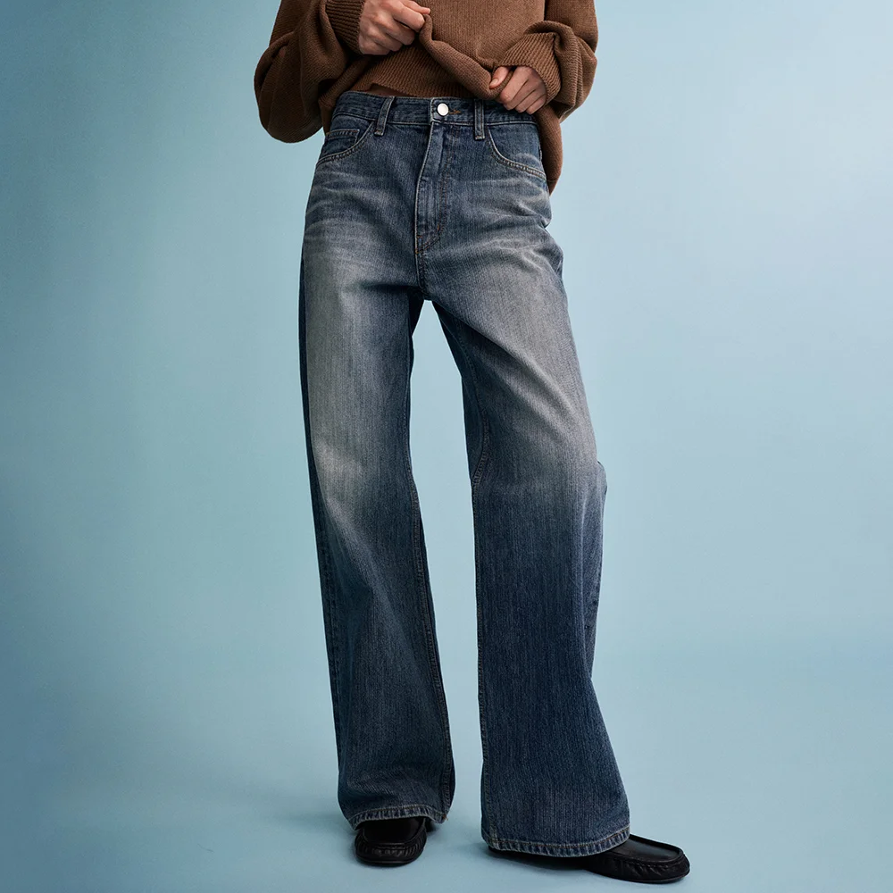 經典 直筒 牛仔_vintage washing