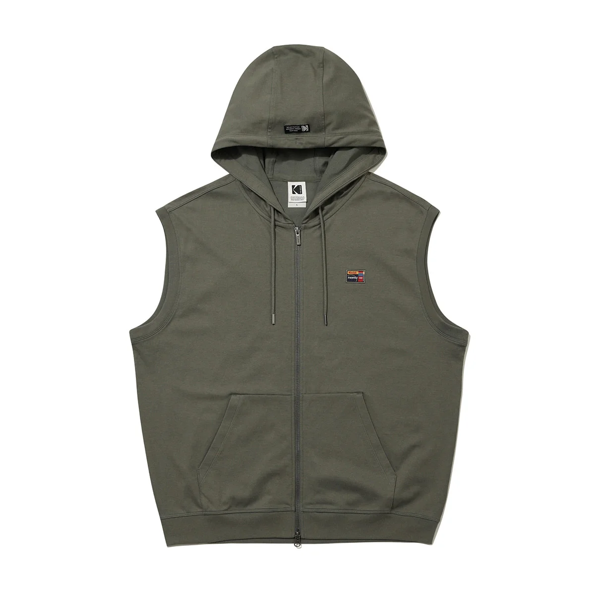 清爽 Askin 無袖 連帽衫 拉鏈 KHAKI