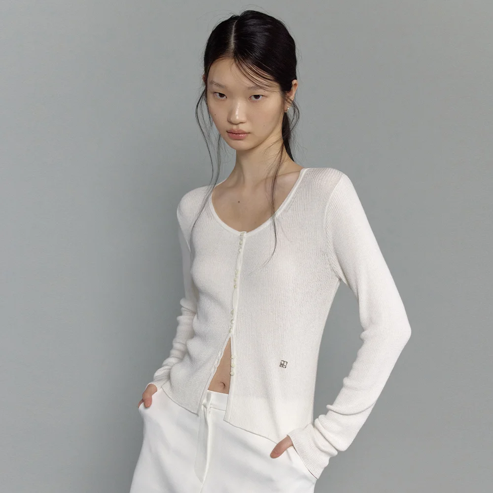 Limited U Neck Cardigan (White)