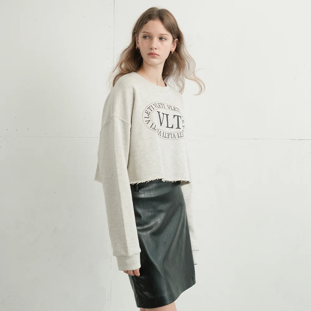 Logo Printing Crop Sweatshirt (Oatmeal)