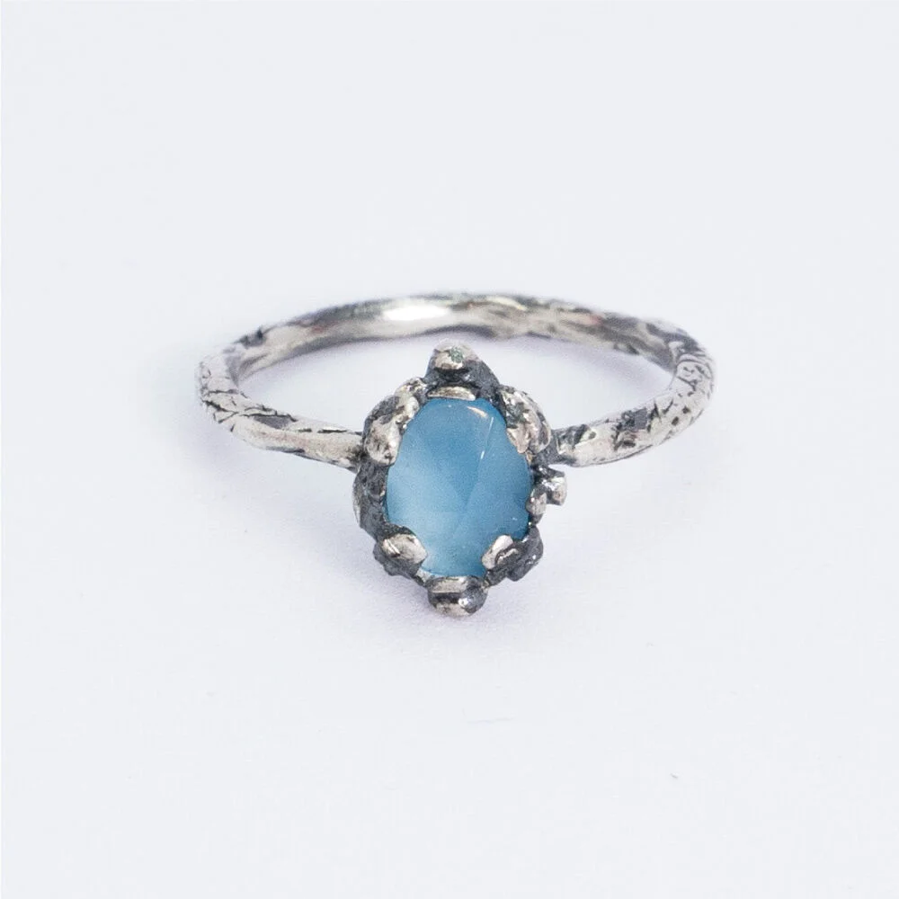HR 115R_Antique Gemstone Ring (Heated Blue Calcite)