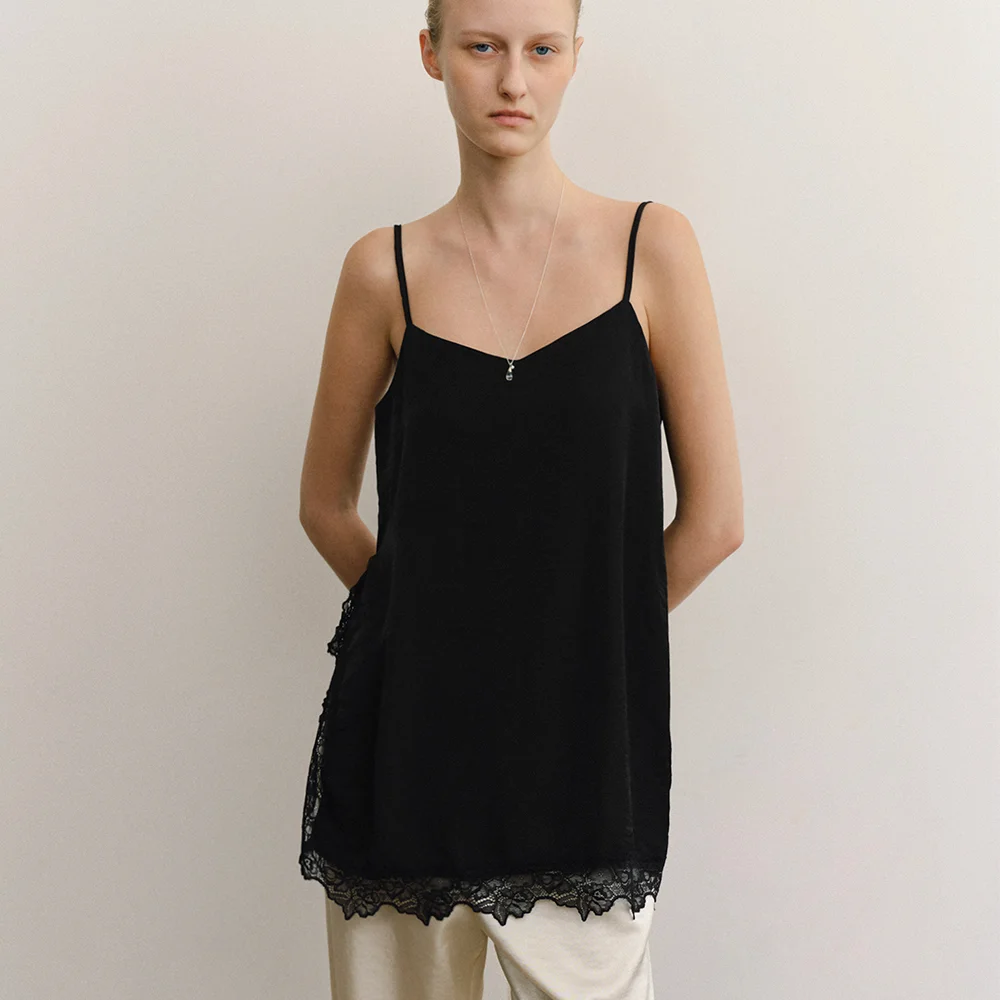 CAROL SATIN LACE TOP_BLACK