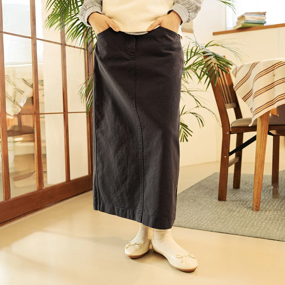 純棉 5口袋 半身裙 海軍藍