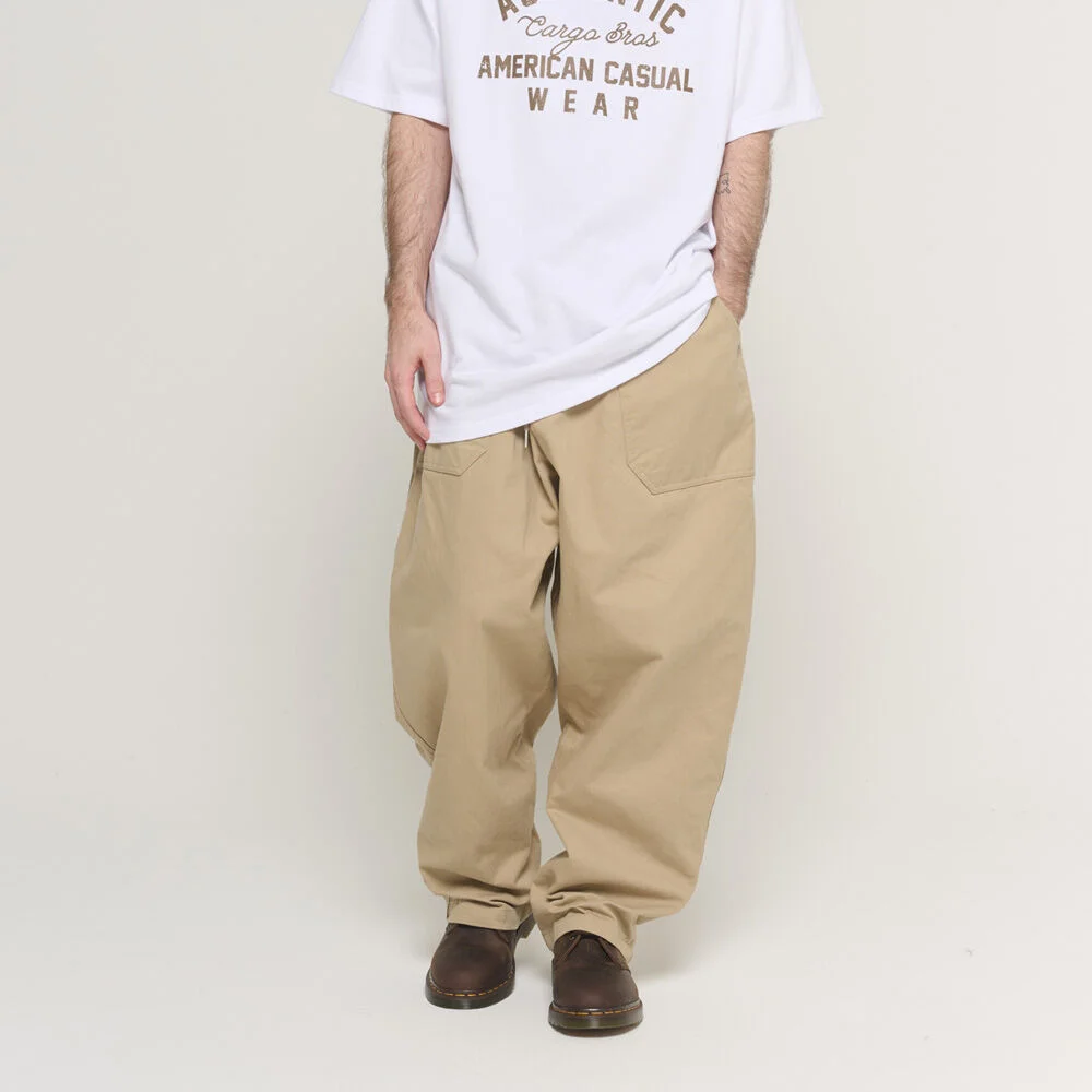 COTTON FATIGUE BANDING BALLOON PANTS (BEIGE)