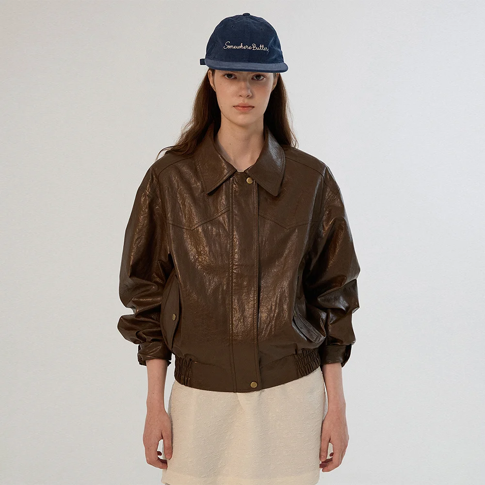 Devon Leather Blouson - Brown