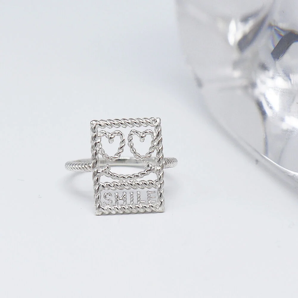BONBEAU Kitsch square smile Ring 心形 笑臉 扭紋戒指 戒指