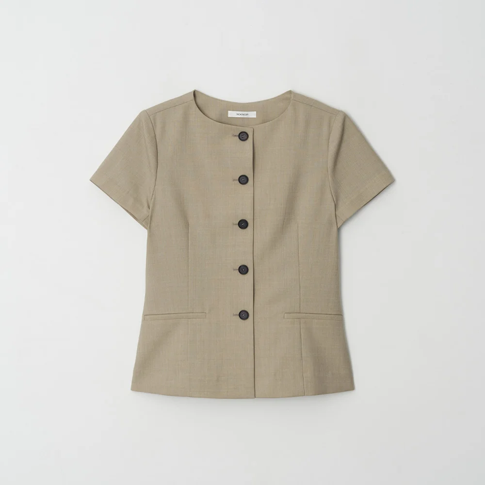 summer wool boat-neck jacket_beige