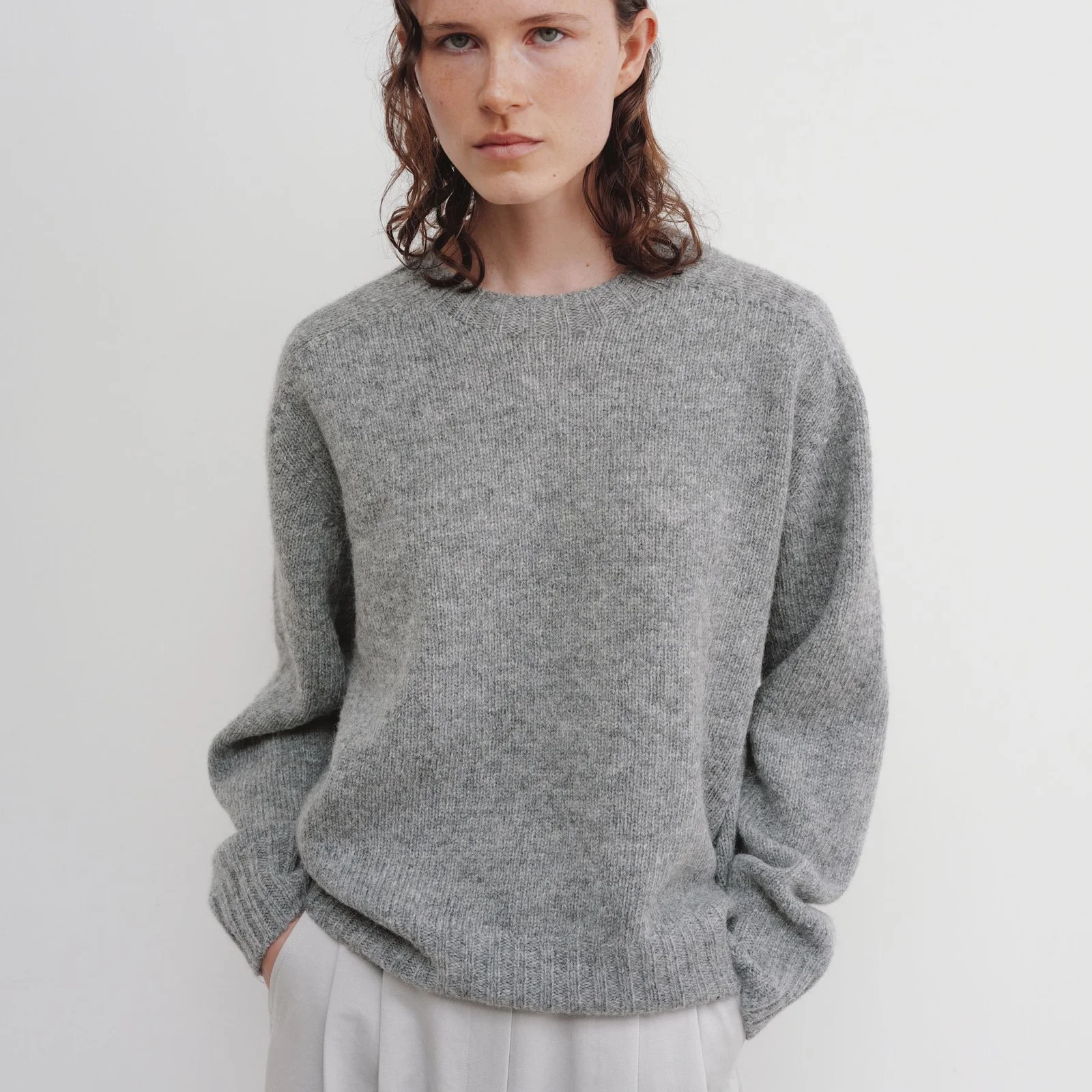 Shetland Wool Wholegarment Knit (Grey)