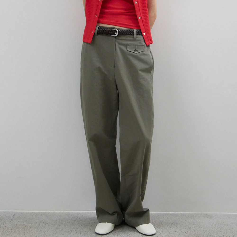 Textured Herringbone Pants(Khaki)