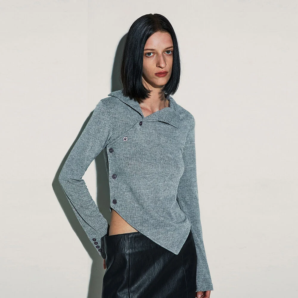 OBLIQUE RIBBED CARDIGAN