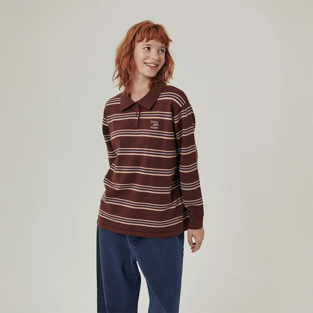 Oshen Stripe Pique Knit Brown