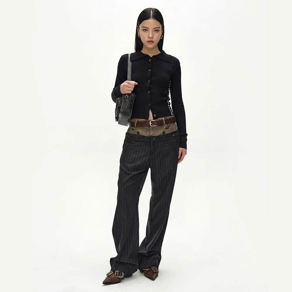 CASHMERE HAND STITCHED RIB CARDIGAN (BLACK)