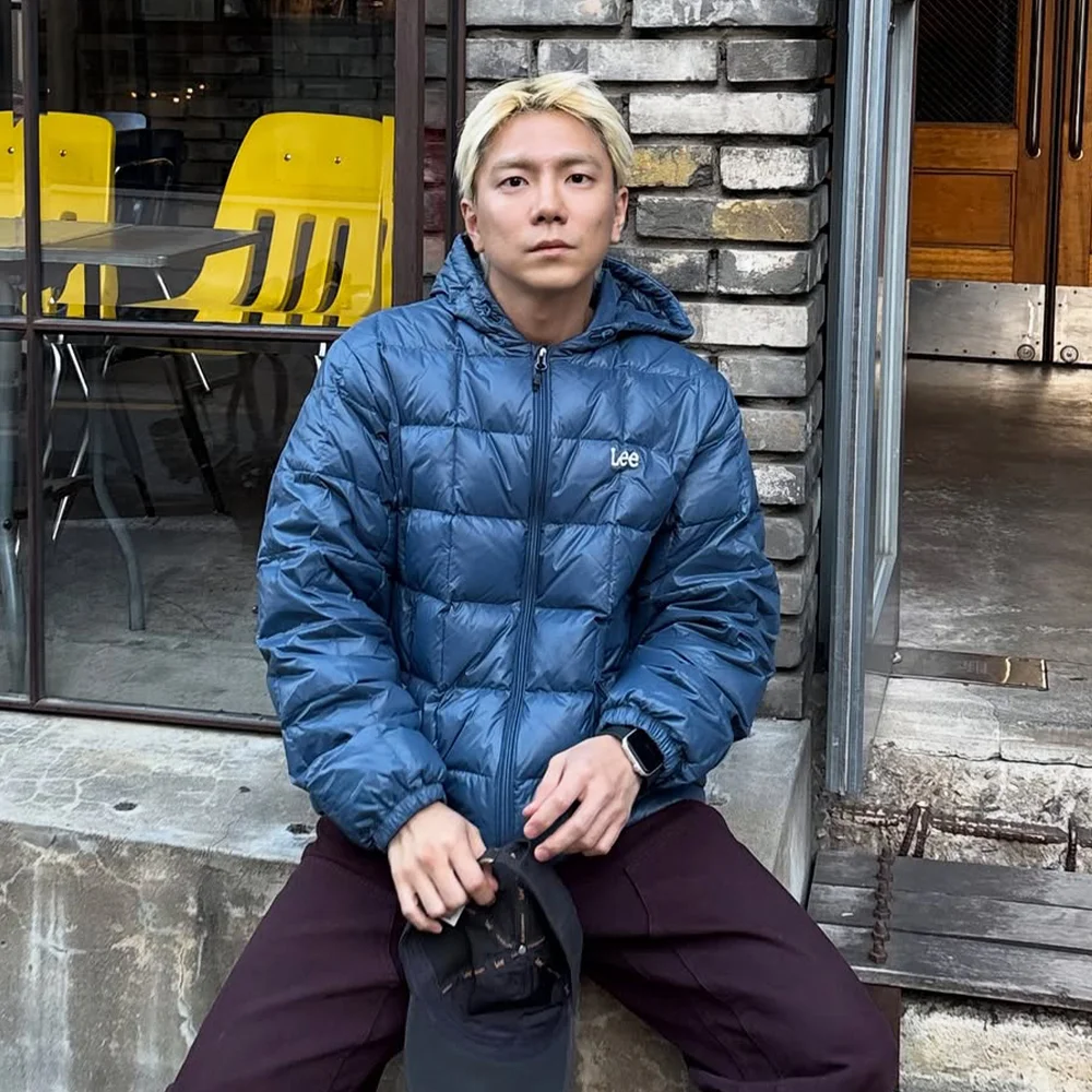 連帽衫 防撕裂布 淺 Down 藍色