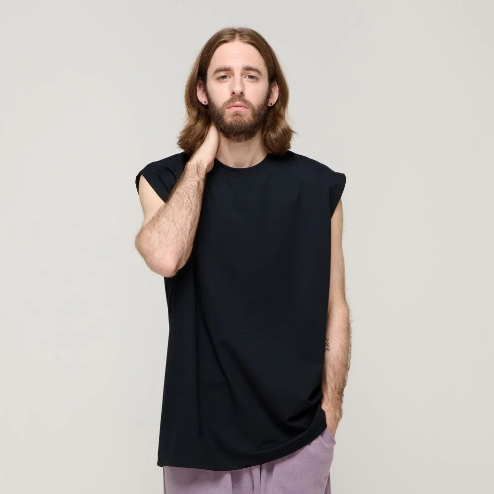 CB SLEEVELESS COOL AIR LAYERED TOP (BLACK)