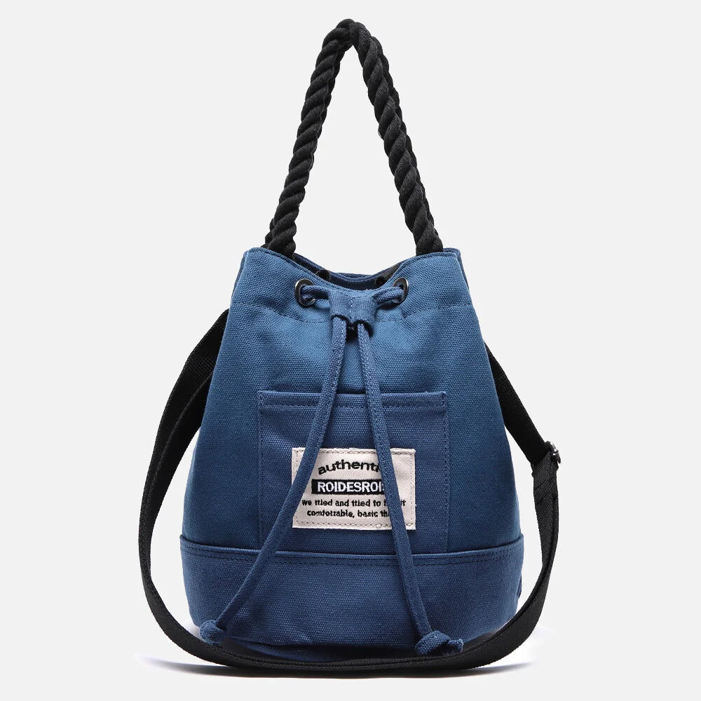 ROPE COTTON BUCKET CROSS BAG (BLUE)