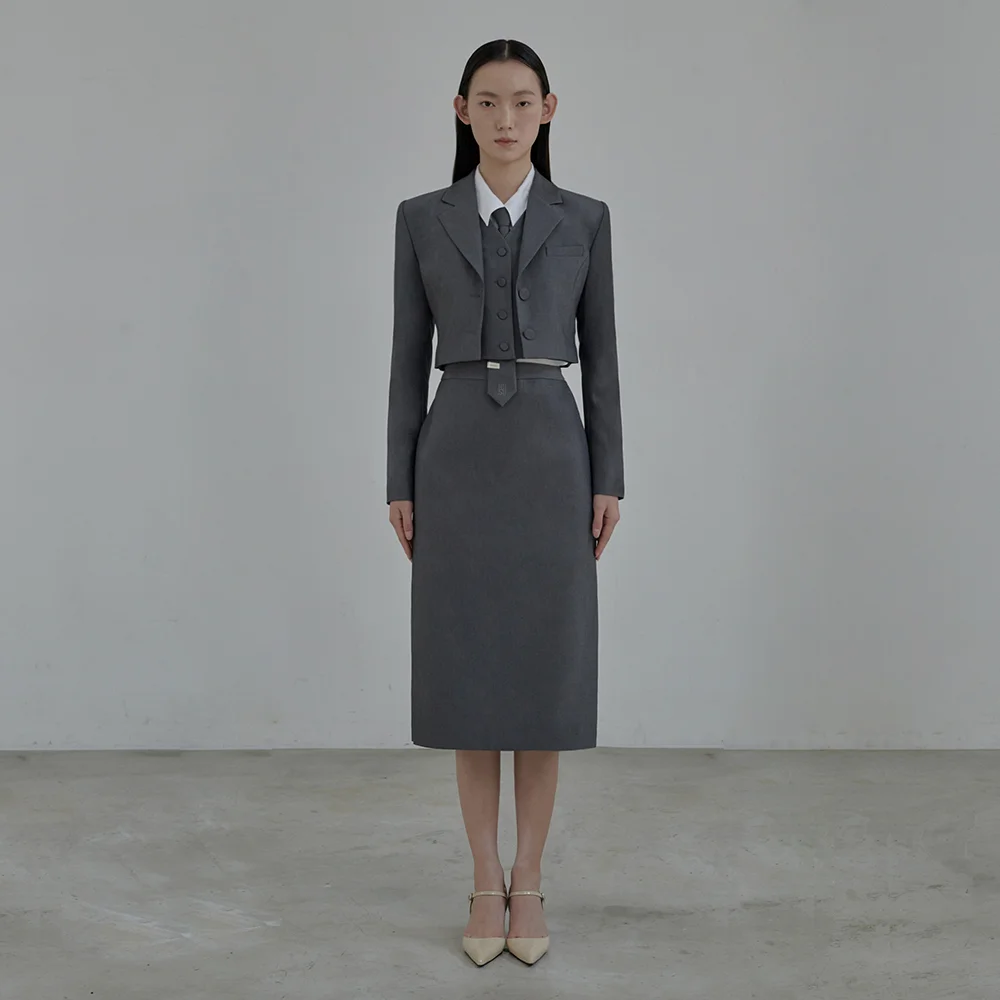 Hourglass Long Skirt - Grey
