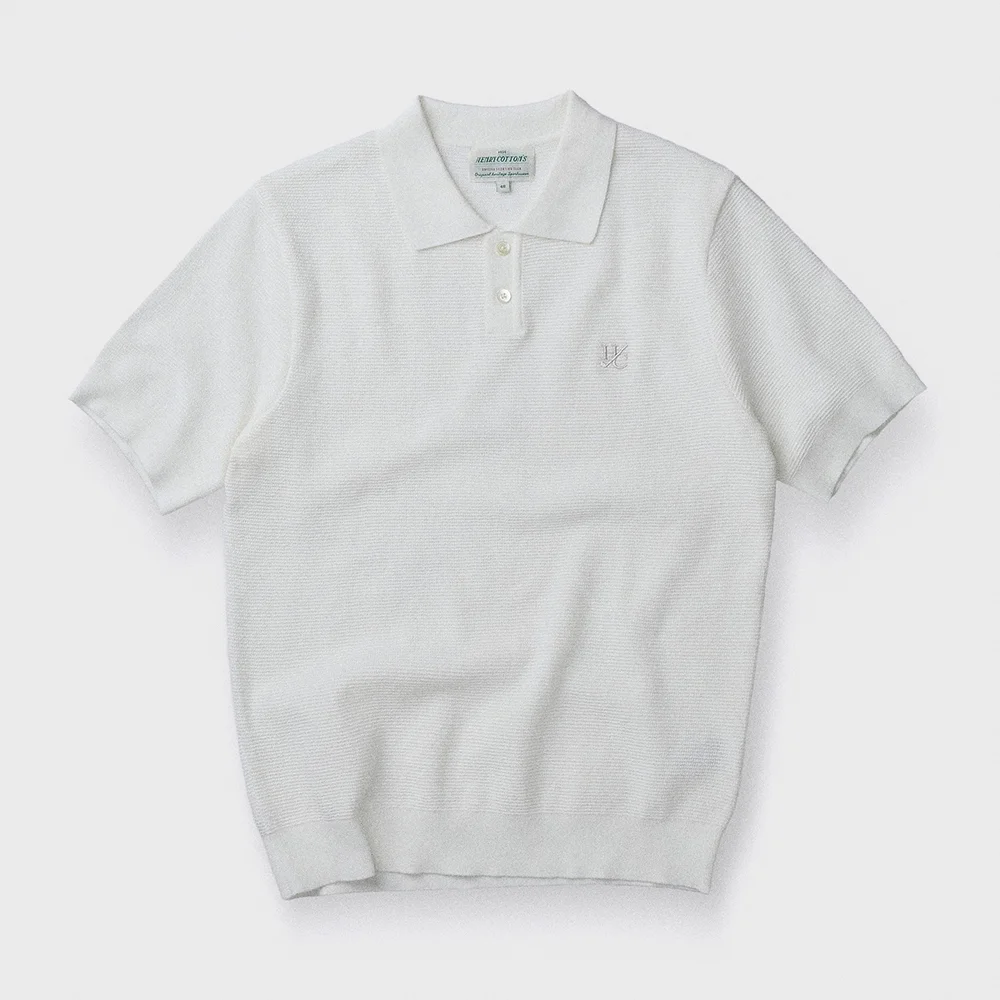 Waffle Short-Sleeves Polo Knit ABWAM26711WHX