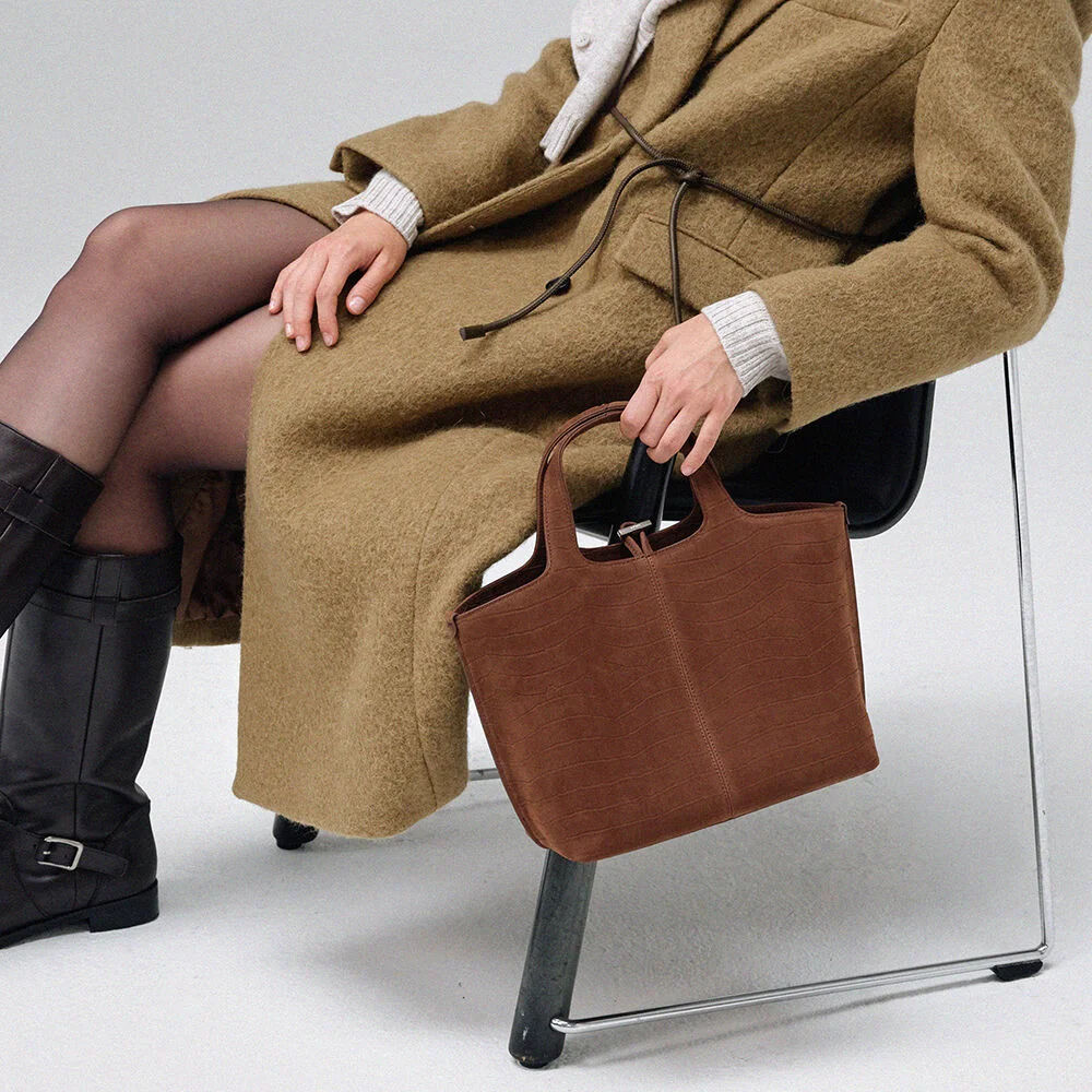 PANIER TOTE BAG (NUBUCK PATTERN BROWN)