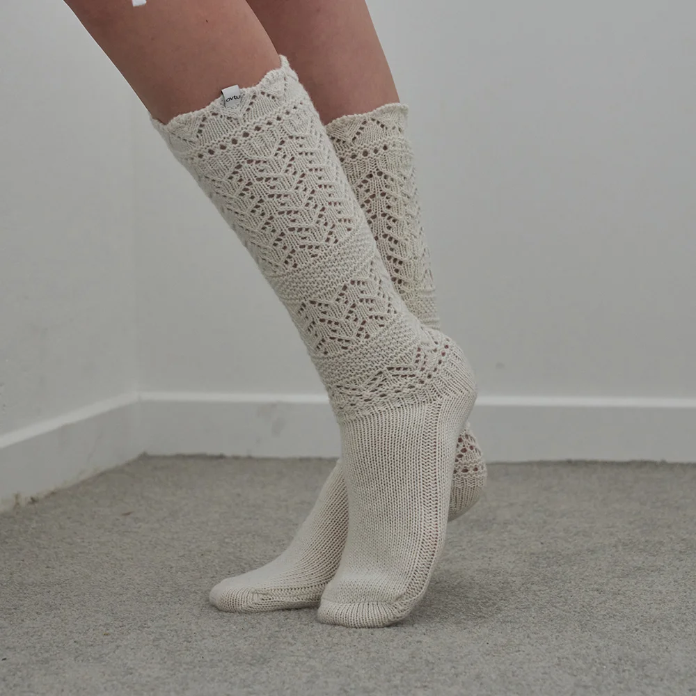 Lacy Knit Knee Socks_3 color