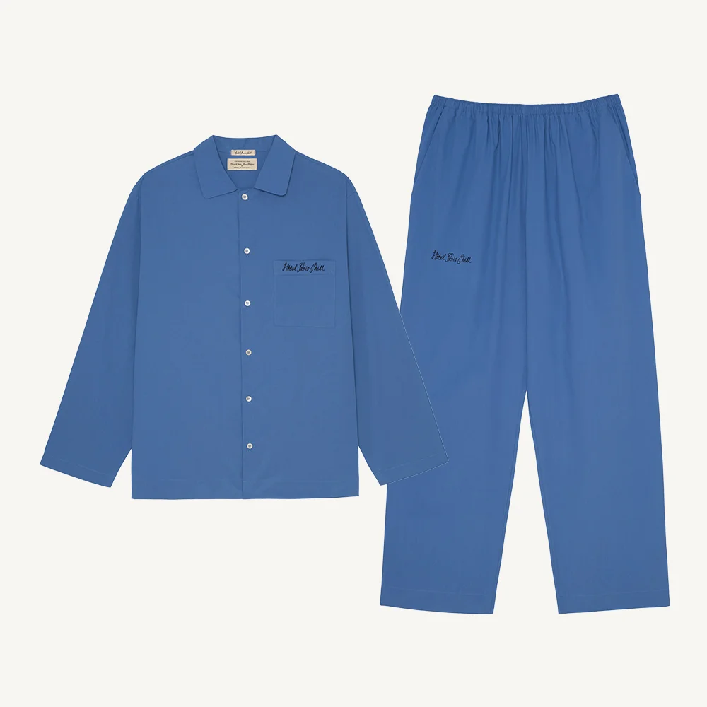 高密度 純棉 Potique Pajama Set (Blue)