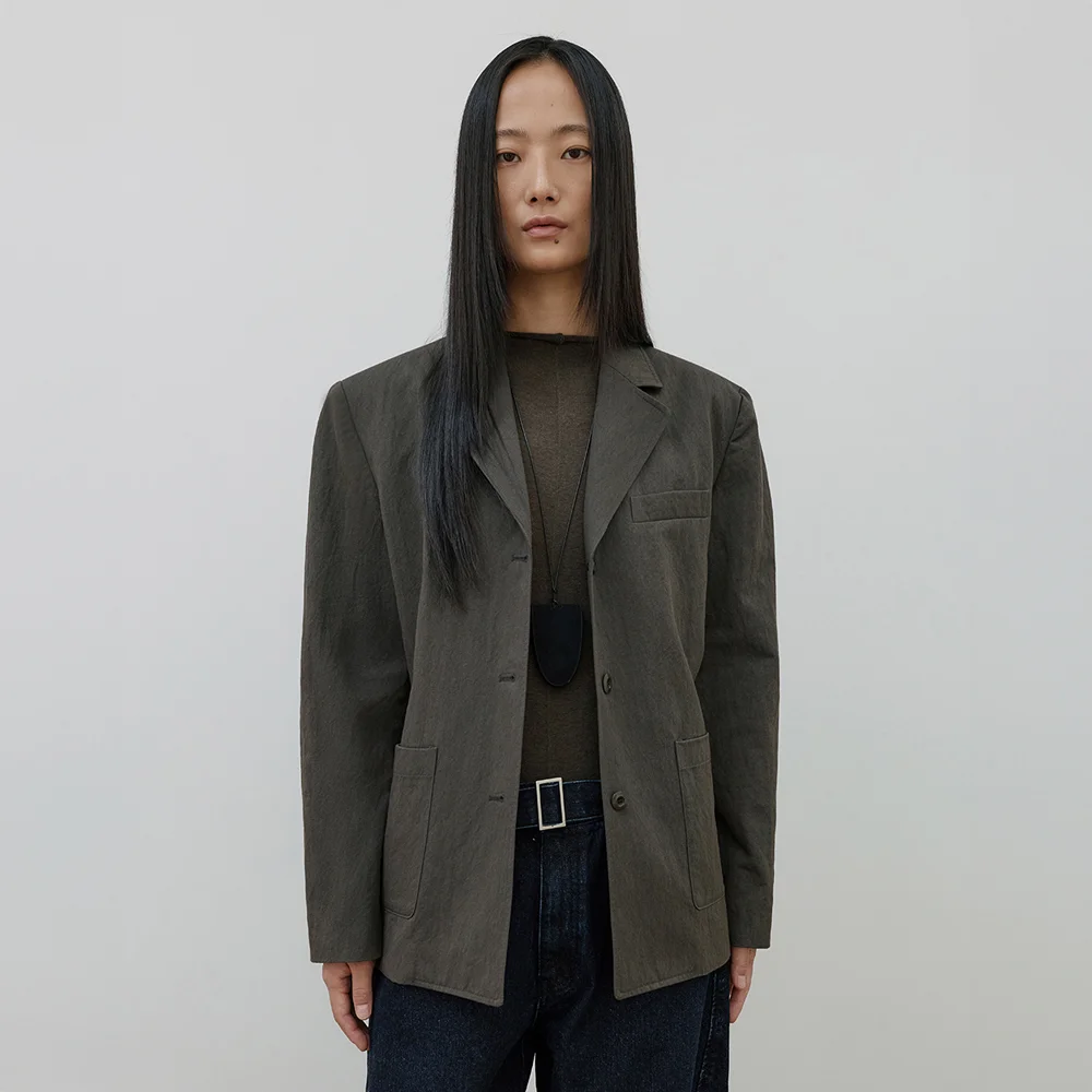 Denim Like Relaxed Jacket (brown)