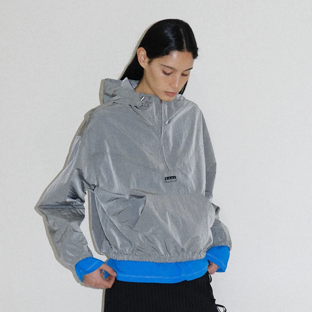 NYLON HOODED ANORAK - GREY