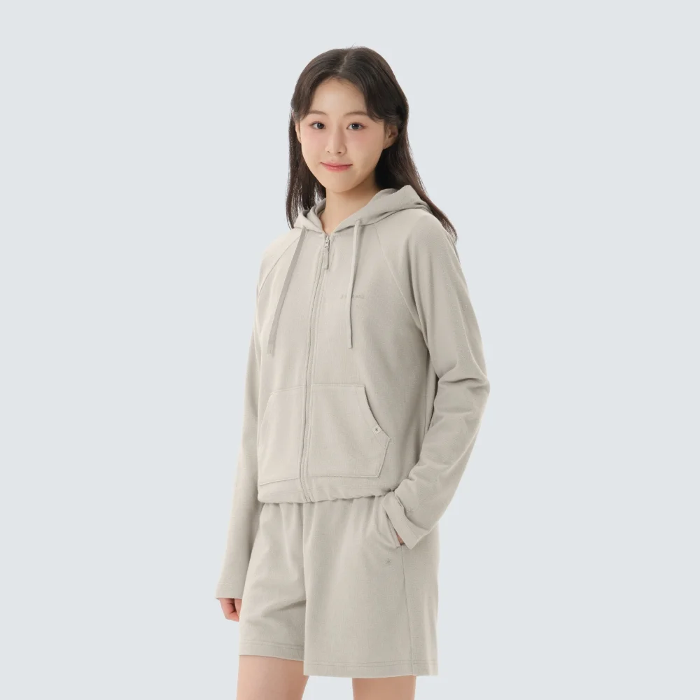 毛圈布 女裝 連帽衫 拉鏈 Light Beige (S26SWFFJ35)