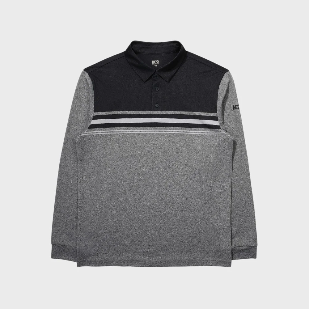 BOOST_長袖 色織 Polo衫_Dark Navy_KMP24283N9